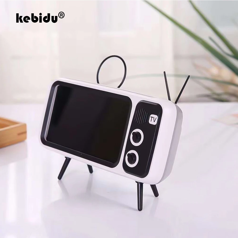 Kebidu Bluetooth портативный громкоговоритель в стиле ретро музыкальный плеер ТВ дизайн мини динамик стерео открытый звук с держателем мобильного телефона