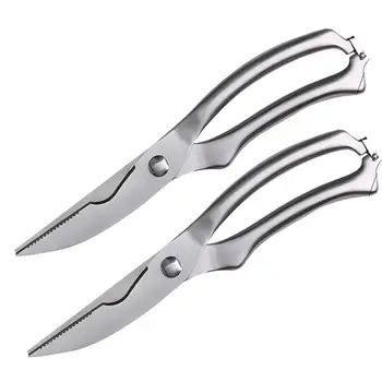 

2pcs Kitchen Scissors Useful Portable Convenient Stainless Steel Scissors Heavy Duty Kitchen Shears for Bone Chicken Seafood