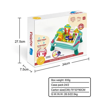

2 In 1 Magnetic Drawing Board Block Desk Toy Kid Multi-Function Painting Building Block Table Educational Toy For Christmas gift