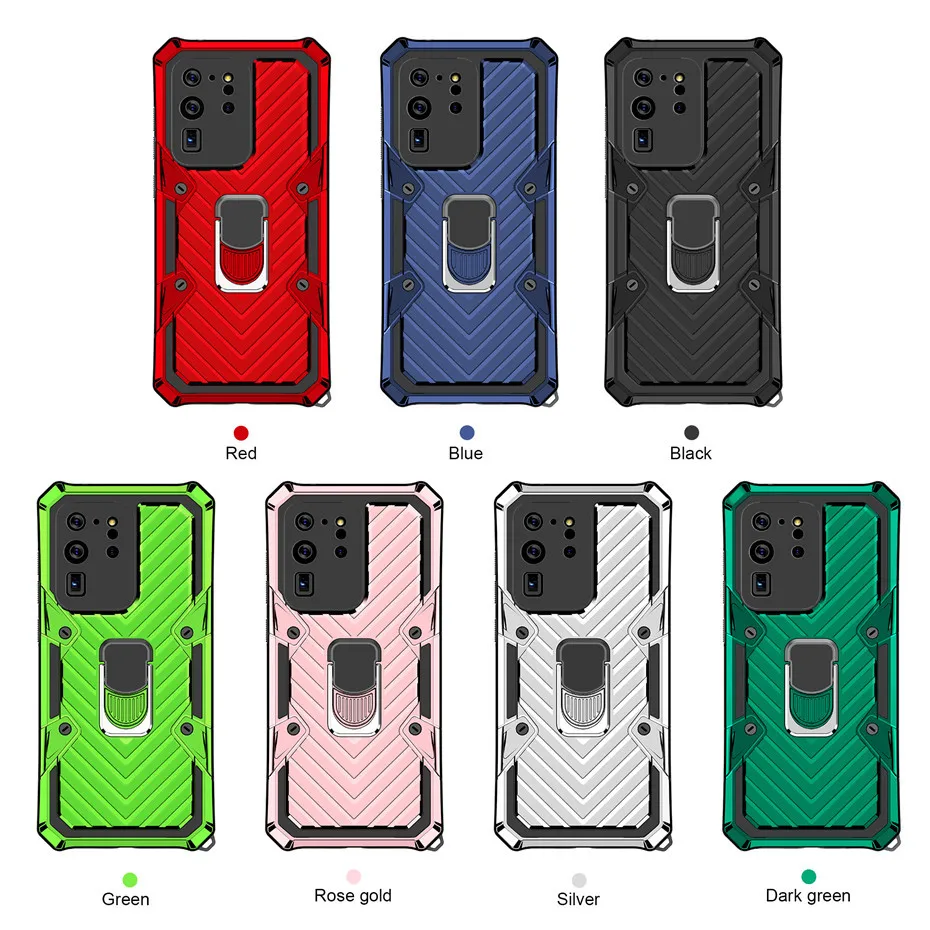 Shockproof Armor Kickstand Phone Case For Samsung Galaxy S20 Plus Note20 Ultra 5G Finger Magnetic Ring Holder Anti-Fall Cover