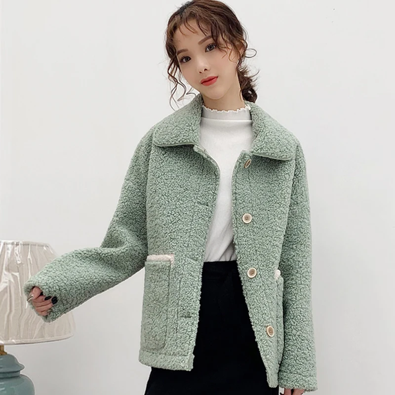 EACHIN, женская зимняя куртка с мехом, женская мода, большой размер, карман, воротник с лацканами, длинный рукав, свободная уличная одежда, верхняя одежда, пальто