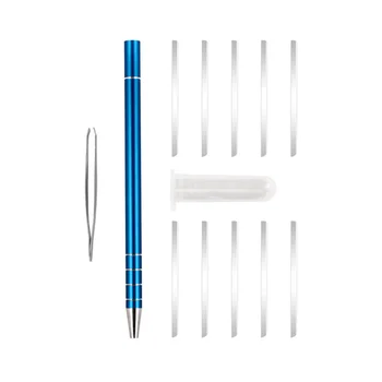 

1Pcs Hairstyle Engraved Pen+10Pcs Blades Professional Hair Trimmers Hair Styling Eyebrows Shaving Salon Diy Hairstyle Blue