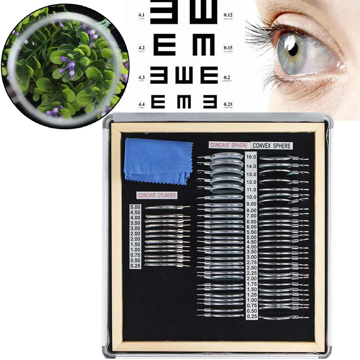 

2020 New 68Pcs Trial Lens Case Optical Trial Lens Set Metal Rim with Aluminum Case