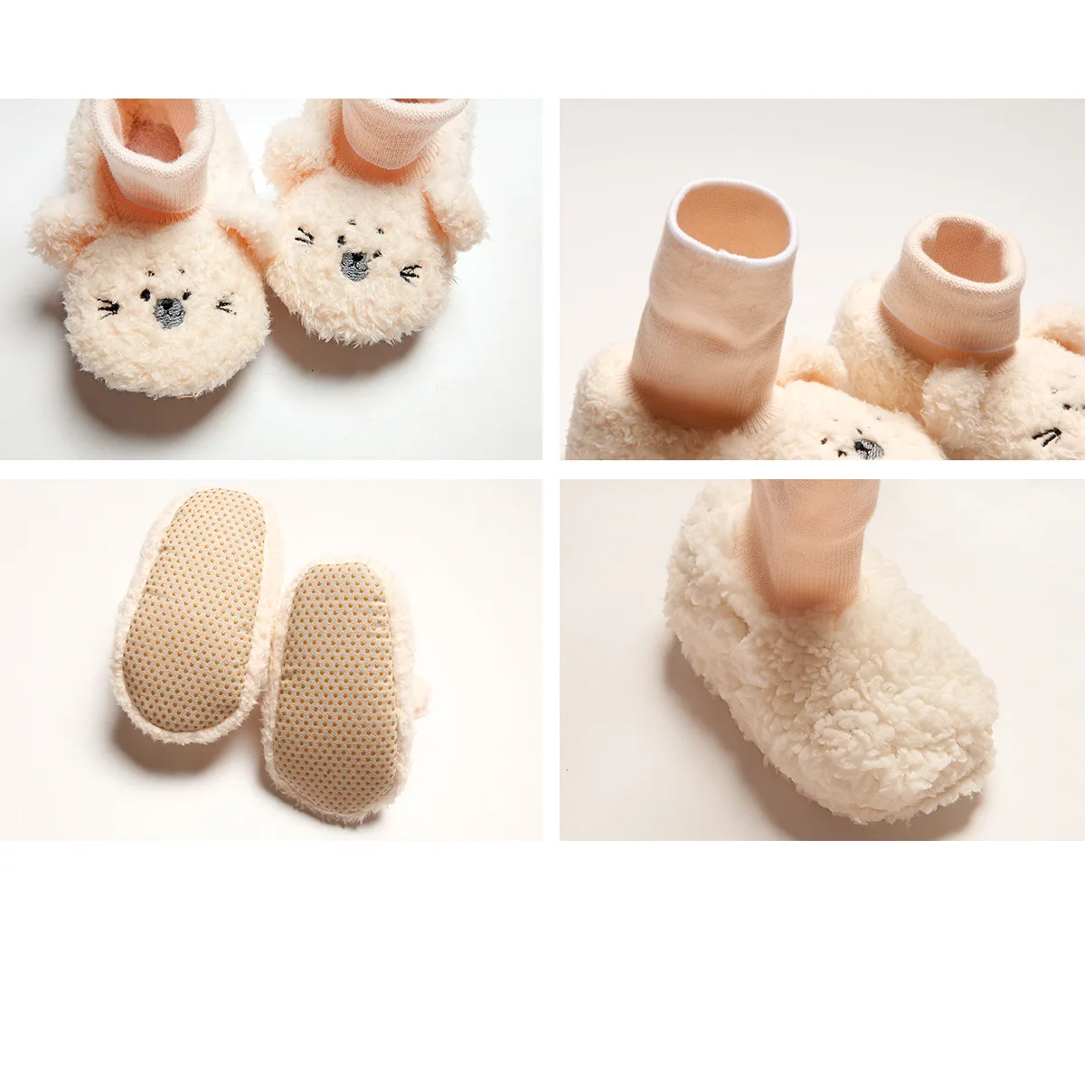 Осень-зима, мягкие носки с милыми животными для новорожденных, противоскользящие домашние носки-тапочки для детей 10-14 см