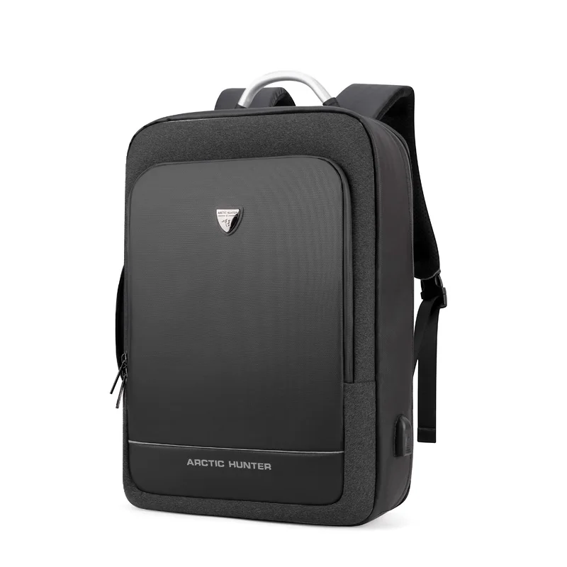 Черный ARCTIC HUNTER 40L большой емкости мужские расширяемые рюкзаки usb зарядка Мужские 17 дюймов сумки для ноутбука Водонепроницаемый Бизнес Дорожная сумка - Цвет: Черный