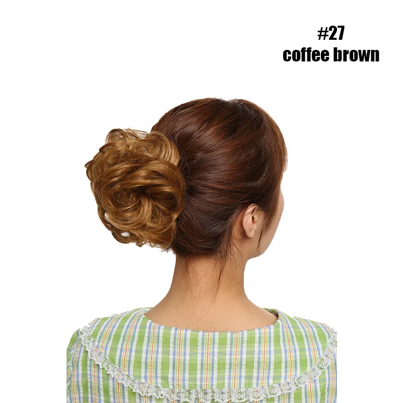 coffee brown SNOILITE вьющиеся термостойкие синтетические волосы, цветные женские шиньоны с резиновой лентой, шиньоны для наращивания волос - Цвет: coffee brown