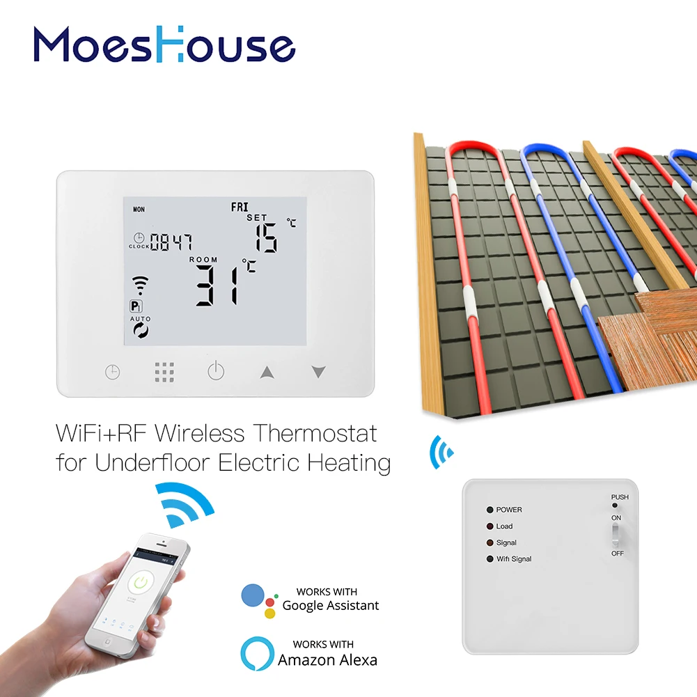 WiFi Smart Thermostat Wall-Hung Electric Underfloor Heating Temperature Controller Work with Alexa Google Home