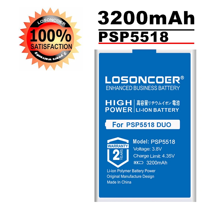 

LOSONCOER PSP5518 3200mAh Mobile Phone Batteries For Prestigio Muze X5 Lte PSP 5518 PSP5518 DUO High Capacity Battery~In Stock