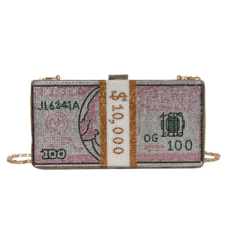 Women Crystal Money USD Bags Dollar Design Luxury Diamond Evening Bags Party Purse Clutch Bags Wedding Dinner Purse and Handbags