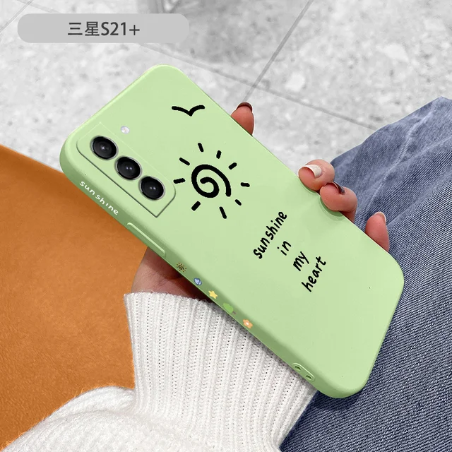 Wild Goose Liquid Silicone Case For Samsung Galaxy S21 S20 S10 Note 20 10 Camera Protective Soft Phone Back Cover On A72 A52 A42 Matcha Green