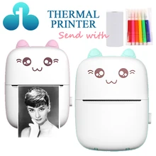 Portable Thermal Printer CAT Print Paper Photo Mini Pocket Thermal Printer 58mm Printing Wireless Bluetooth Android IOS Printers