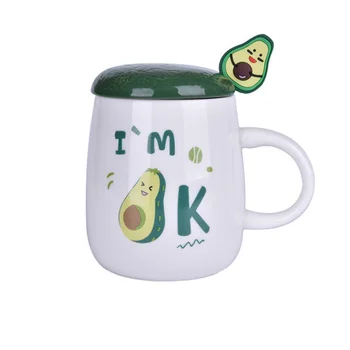 

Cute 420ml Ceramic Avocado Coffee Mug Water Tea Cup with Handgrip Japan Korean Style Home Drinkware