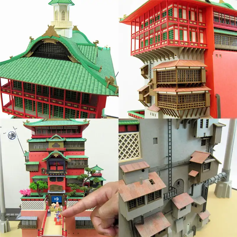 Spirited Away Aburaya Bathhouse 3d Paper Model Assembly Papercraft Puzzles Educational Kids Toys Anime Totoro Birthday Gift Puzzles Aliexpress