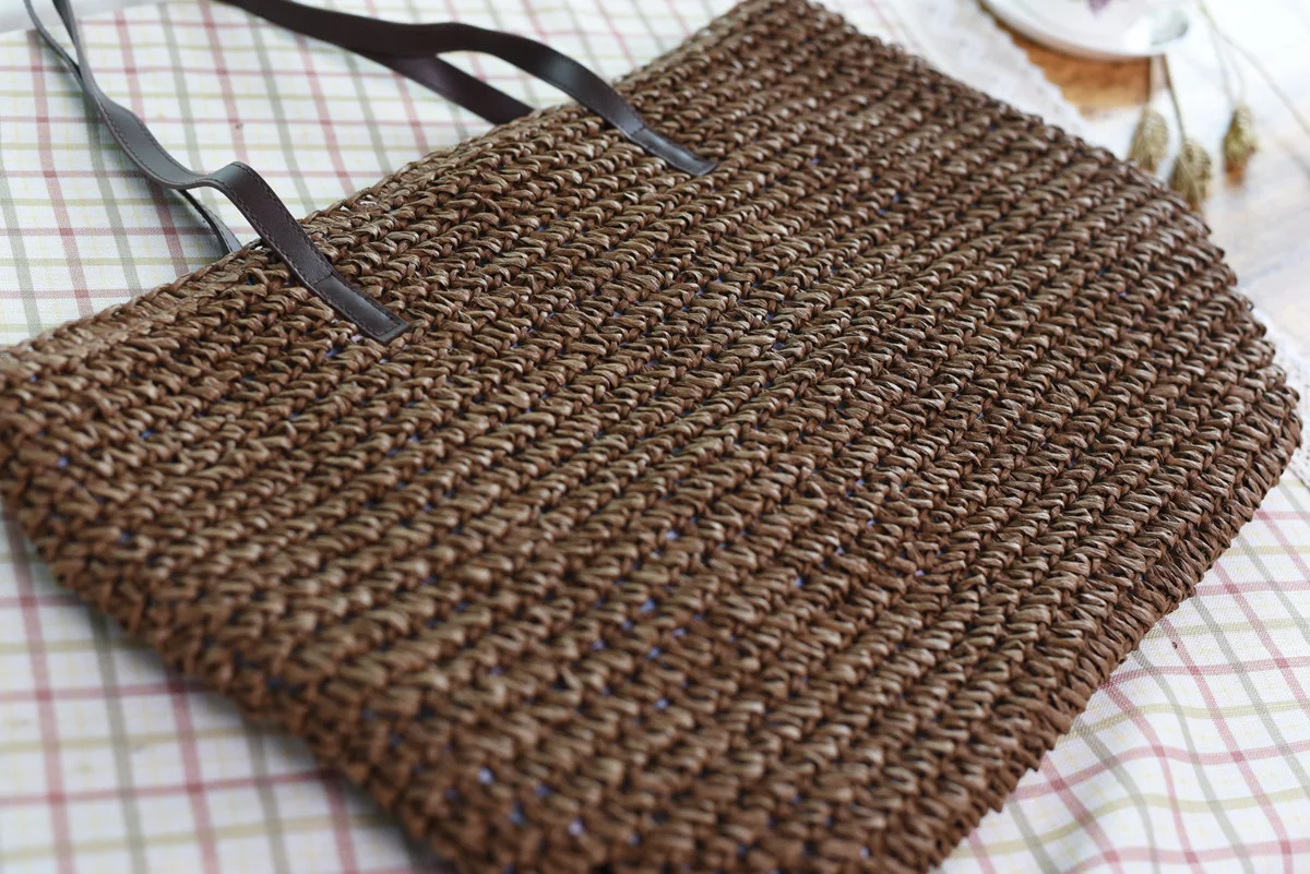 Oversized Straw Beach Bags for Summer 2021 with Leather Strap