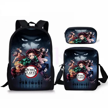 

Anime backpack 3PCS/SET Cosplay Demon Slayer Kimetsu no Yaiba Kamado Tanjirou Kamado School Bag Nezuko Agatsuma Mochila