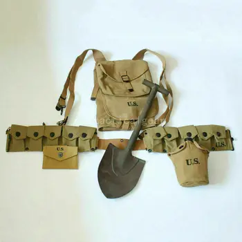 

WORLD WAR II WW2 US ARMY Gear M1928 Haversack Sapd Bar 10 Pocket Belt FULL SET SOLDIER EQUIPMENT COLLECTION WAR REENACTMENTS