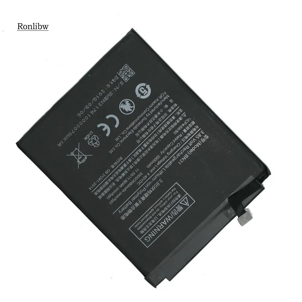 Аккумулятор Ronlibw BN 31 BN31 3000/3080 мАч Сменный аккумулятор для смартфона Xiaomi Mi 5X Mi5X Redmi
