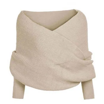 

Knitted Winter Keep Warm Elegant for Party Women Solid Scarf Sleeve Crochet Knit Long Soft Wraps Shawl Comfortable -WT