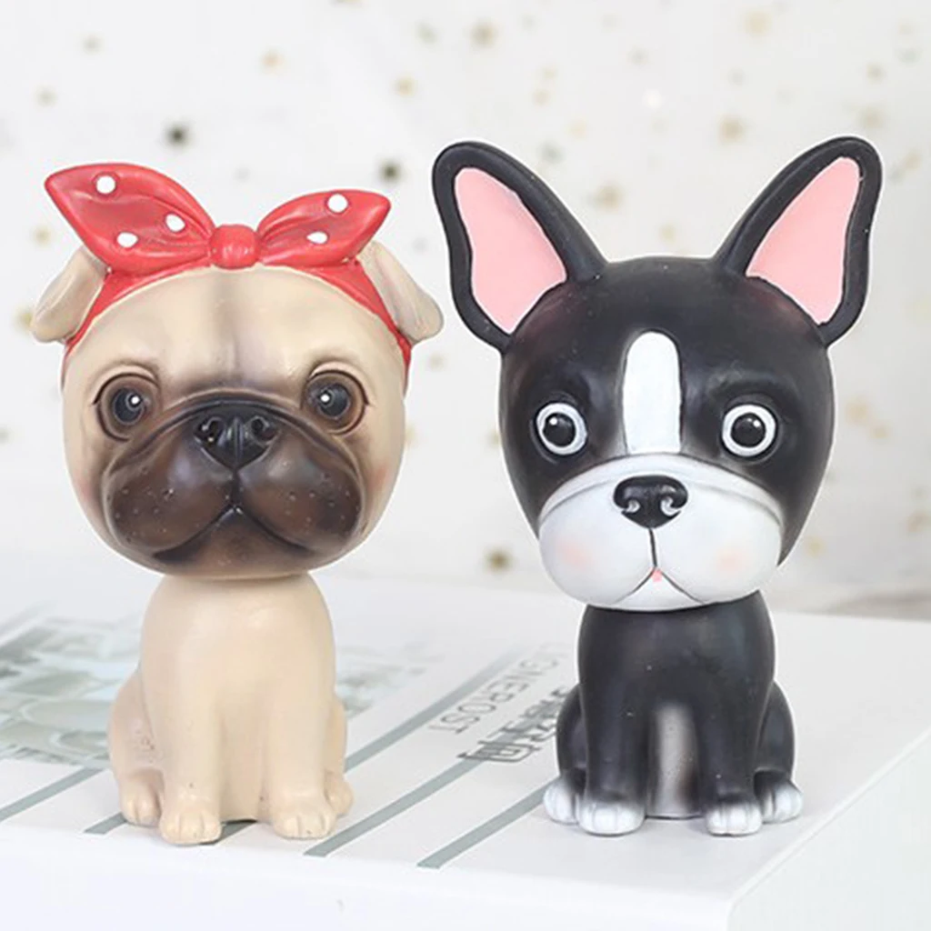 Cartoon Cute Dog Car Shaking Head Doll Bulldog Car Dashboard Table Decor for Home Office Desk Display Kids Gifts