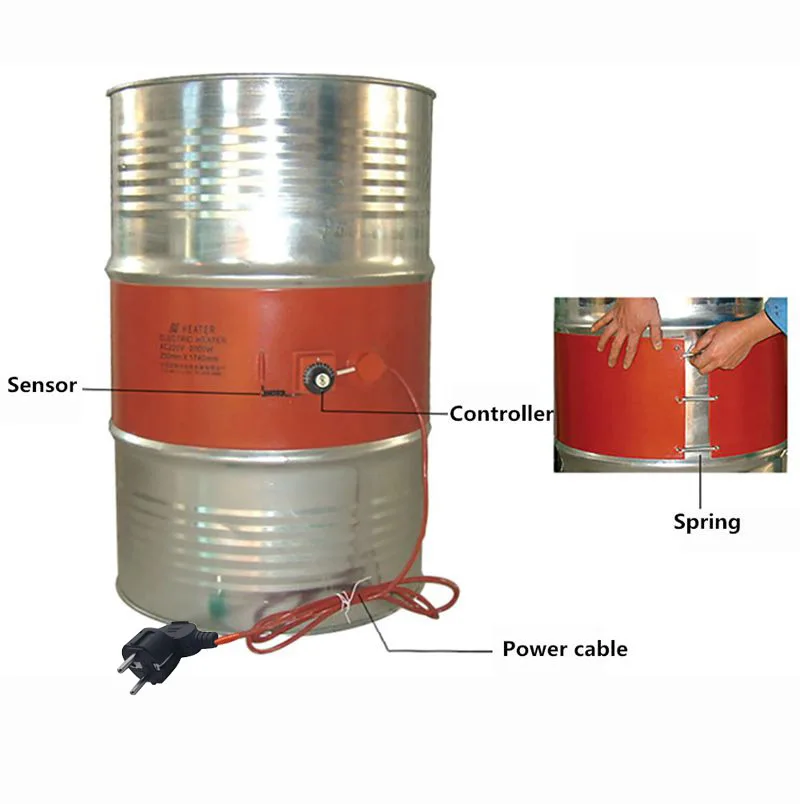 220V 110V 20-200L Silicone Band Drum Heater Blanket Oil Biodiesel Plastic  Metal Barrel Gas Tank With Knob temperature controller - AliExpress