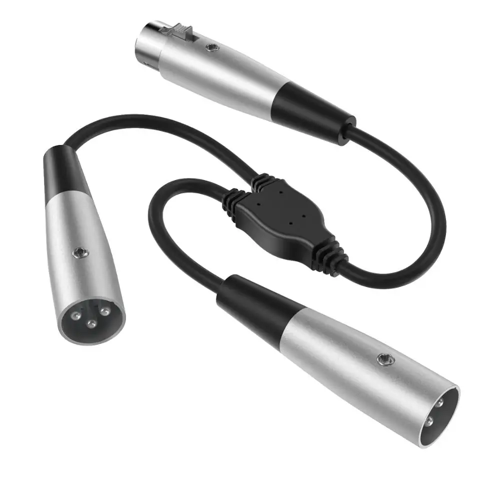 Разветвитель Кабеля Moukey Y XLR 3 Pin 1 гнездовой к двойному 2 штекера 15 см для