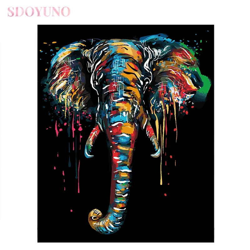 Classical Colorful Elephant Propylene Paint By Numbers Kits For Adults DIY Tools