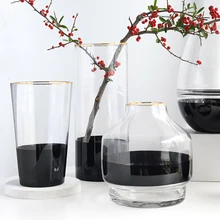 Стеклянная ваза в виде золотого пеня, украшение для гостиной, цветочные вазы, фигурки, ремесла, Свадебный декор, аксессуары, держатель для растений, рождественский подарок