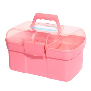 

Portable 2 Tier Table Storage Box Plastic Scissors Toiletry Organizer Jewelry Nail Polish Pen Container Accessories Case