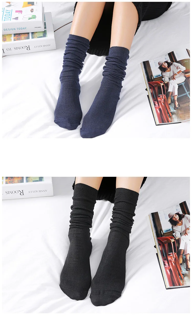 Женские носки, Весенние длинные носки, школьный стиль, хлопок, сплошной цвет, женские модные хлопковые носки для женщин, корейский стиль