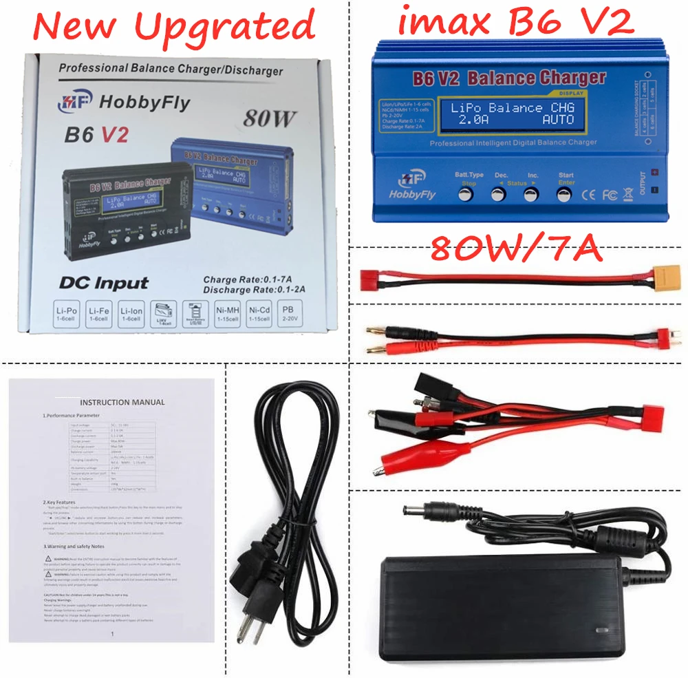 Балансирующее зарядное устройство Imax B6 V2 80 Вт 7A профессиональное Цифровое для LiHV