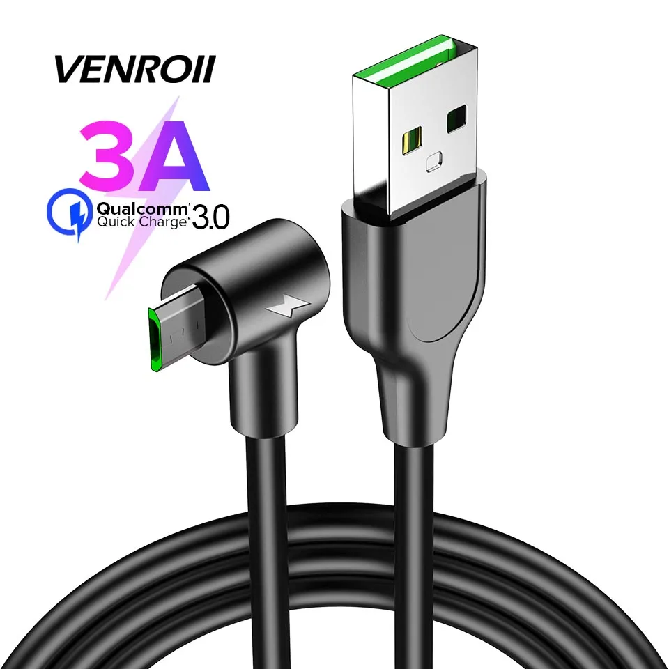 

Venroii Micro USB Cable 3A Fast Charging Kable for Samsung Huawei Xiaomi 9 Data Sync Cord Android Phone Quick USB Charging Cord