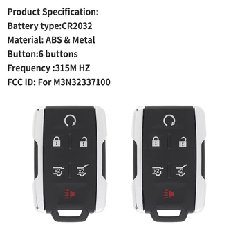 

2pcs 6Buttons Car Remote Key FOR CHEVROLET TAHOE SUBURBAN 2015 2016 2017 2018 2019 Entry Control Remote Key 315Mhz M3N32337100