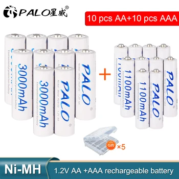 

8Pcs PALO 1.2V 3000mAh AA Rechargeable Battery and 8Pcs 1100mAh AAA Rechargeable Batteries For Toys Car