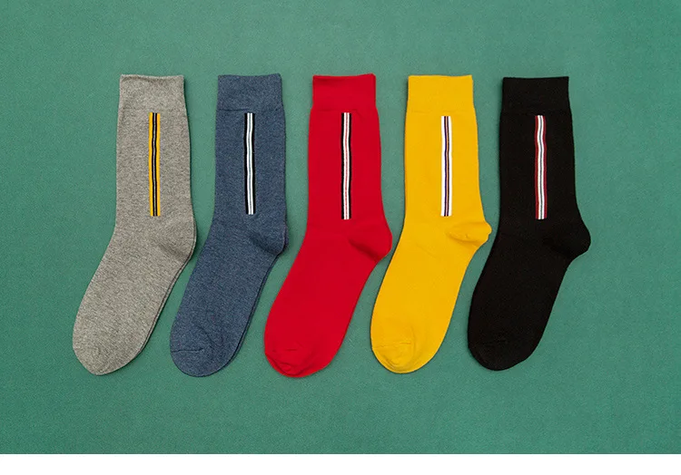Модные Повседневные счастливые мужские носки с вертикальной планкой черные мужские s Носки осенние подарки для мужчин Meia 091603