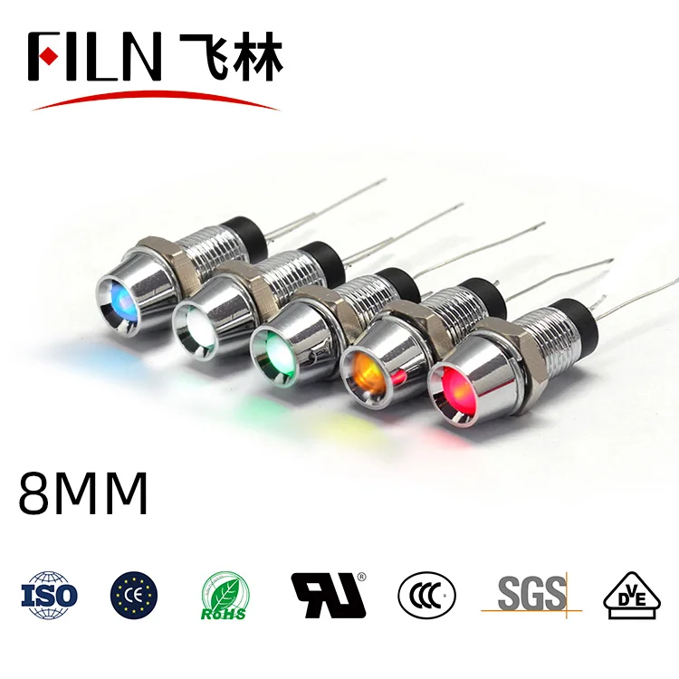 FILN YUEQING Concave head 8mm 12v 24v 110v 220v metal led indicator light kitchen equipment signal lamp without wire | Освещение