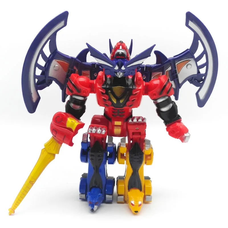 

Kids Birthday Christmas Gifts 4 In 1 Megazord Robot Assemble Transformation Toys Dinozords Ranger Action Figure Christmas Gifts