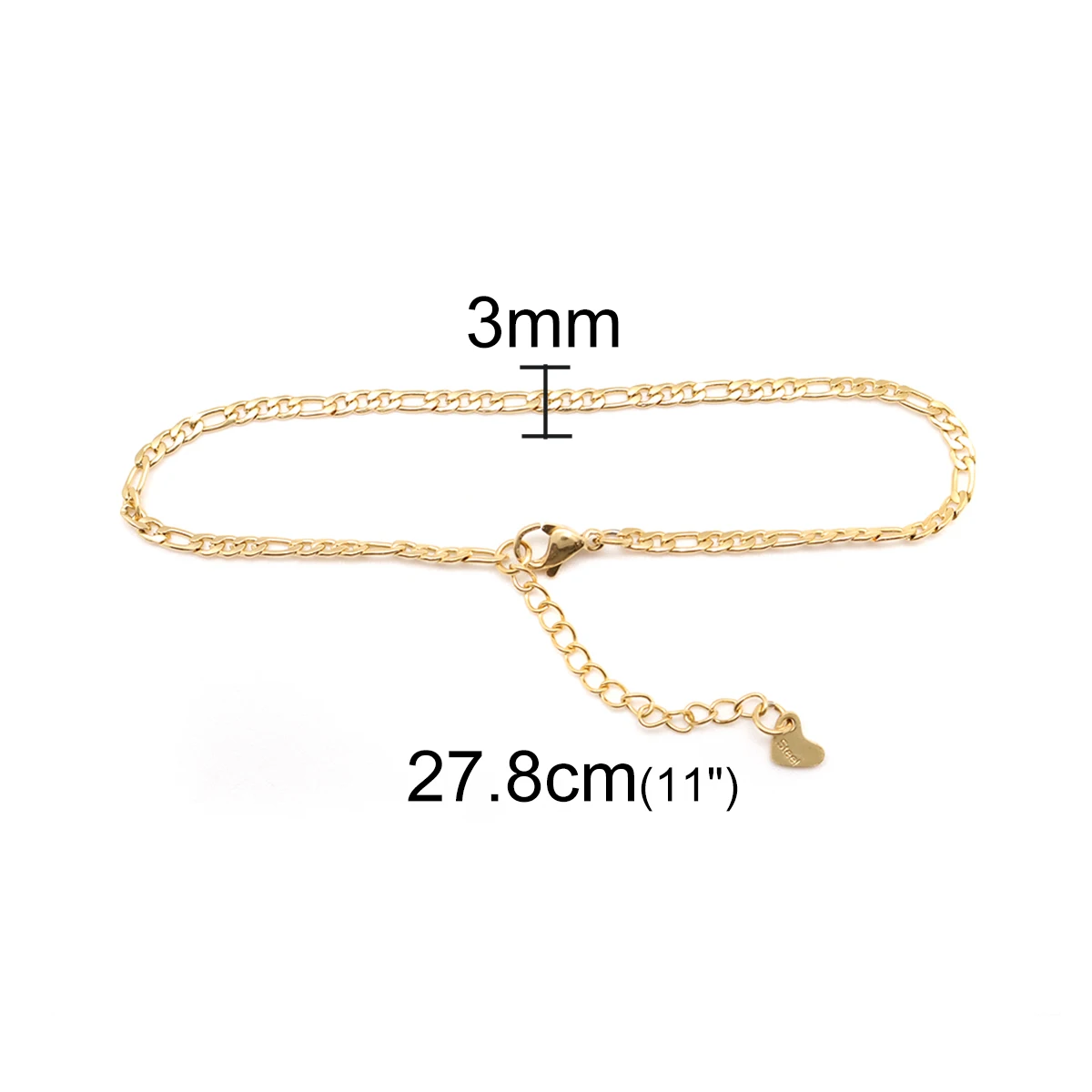 Fashion Women Chain Anklet 304 Stainless Steel Anklet Bracelets for Women Gold Color Jewelry Gifts 23cm(9