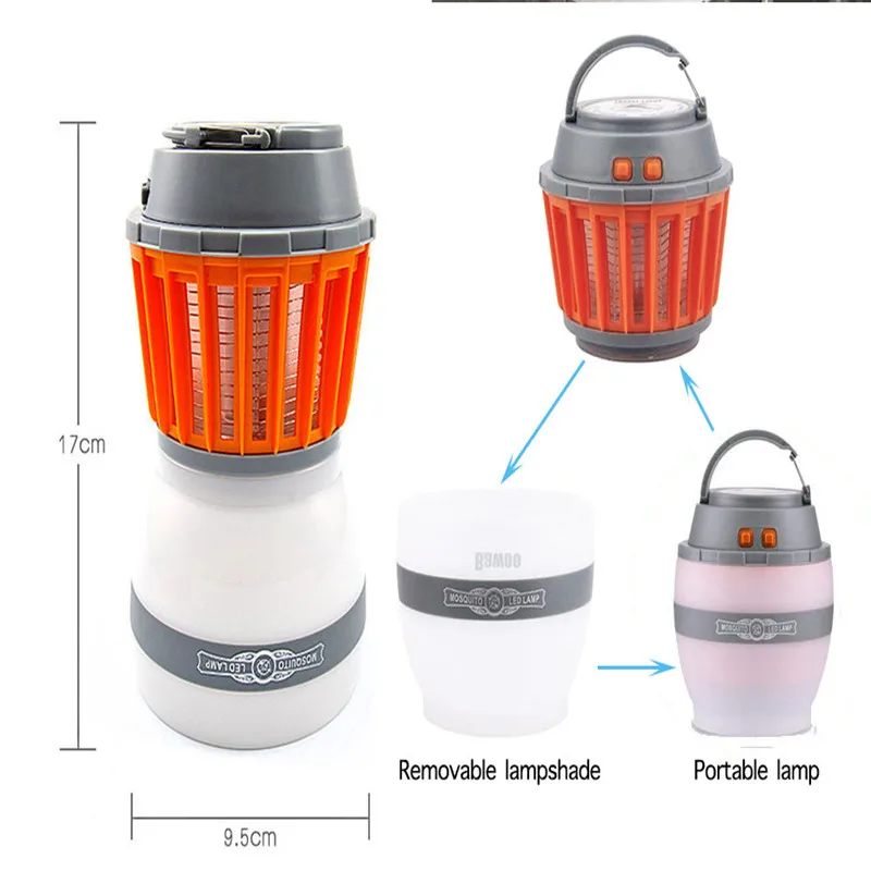2in1 Portable Solar LED Night Light Double Use Lamp UV LED Electric Charging Fly Insect Bug Pest Mosquito Drive Away Night Trap