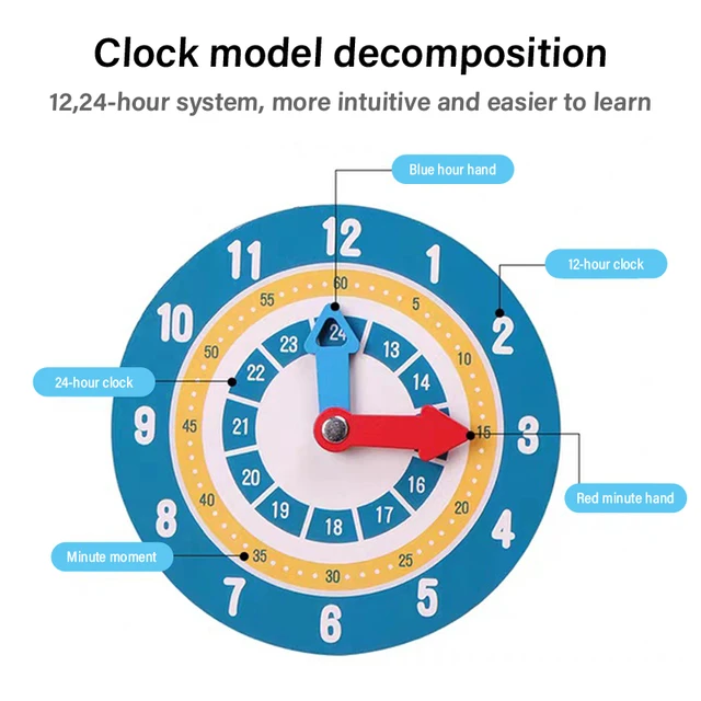 Kids Montessori Wooden Clock Toys Time Learning Teaching Aids Educational Toys For Children Primary School Clever Board Toy 4