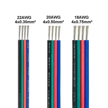 

RGB LED Strip 4pin Wires 10m 22AWG 0.3 sq.mm2 Electric Cable SM JST 4 Pin LED Connector Cable For 5050 RGB Strip LED Driver