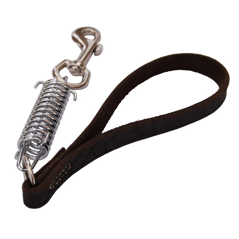 

Spring buffer Large Dog Leash Real Leather Big Dog Lead Short pet Walking rope for German Shepherd Golden Retriever Dogs