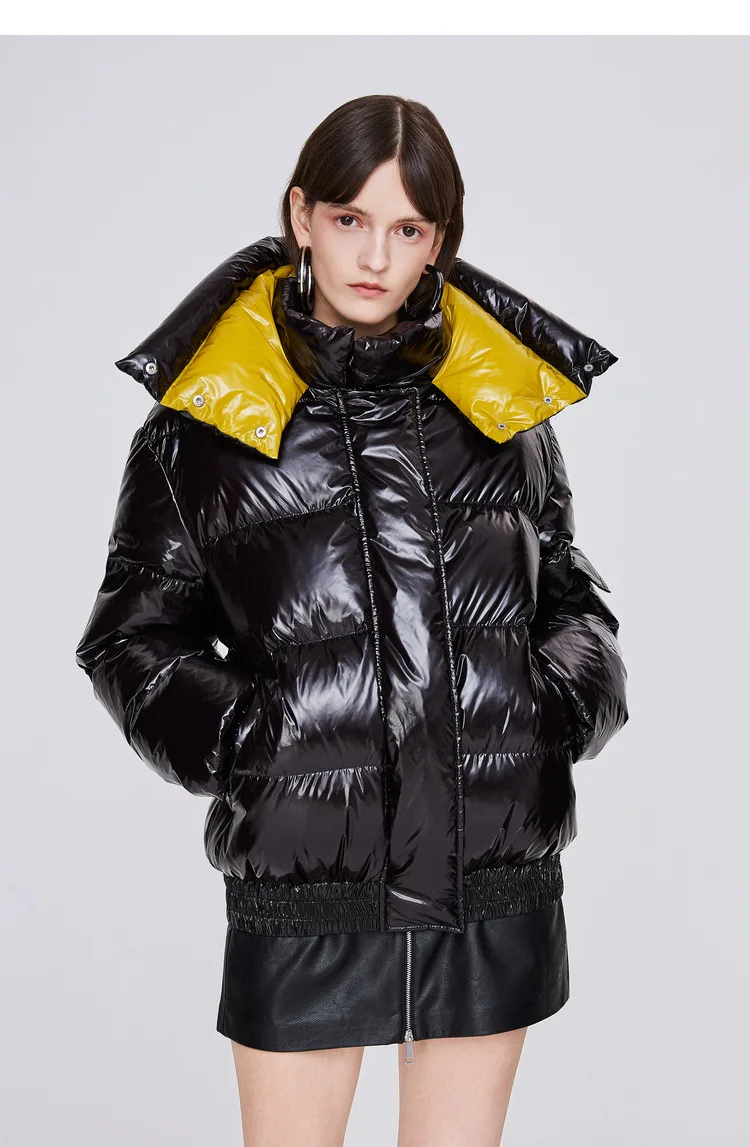 Зимнее непромокаемое глянцевое пуховое пальто большого размера, женский толстый теплый пуховик с высоким воротником, толстые теплые парки F263