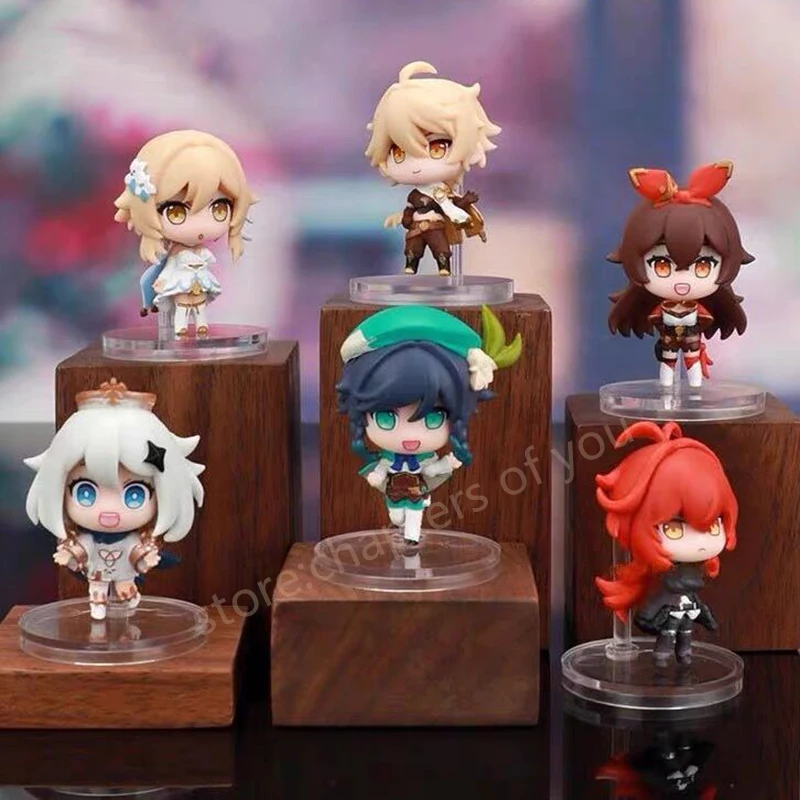 Genshin Impact Anime Cosplay Venti Diluc Paimon Amber Travelers Dolls Kawaii Cartoon Toys Gifts