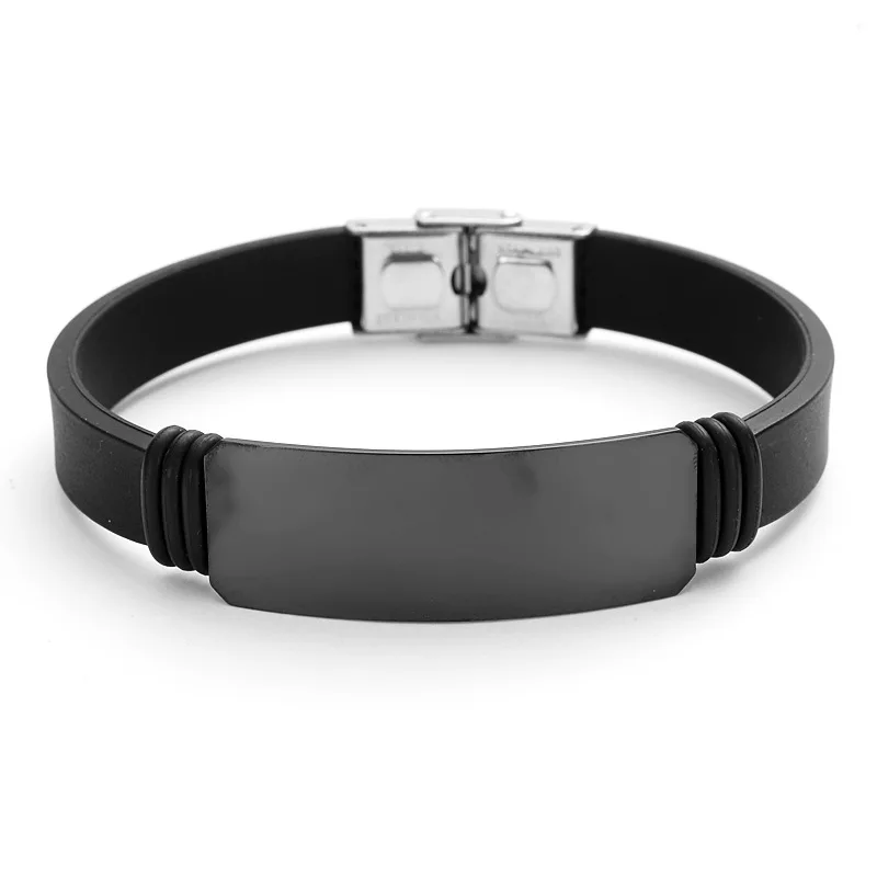 Stainless Steel Hand Chain Jewelry Men Boys Silicone Creative Black Trendcy Shape Classic Bangle Bracelet Fashion Trendcy