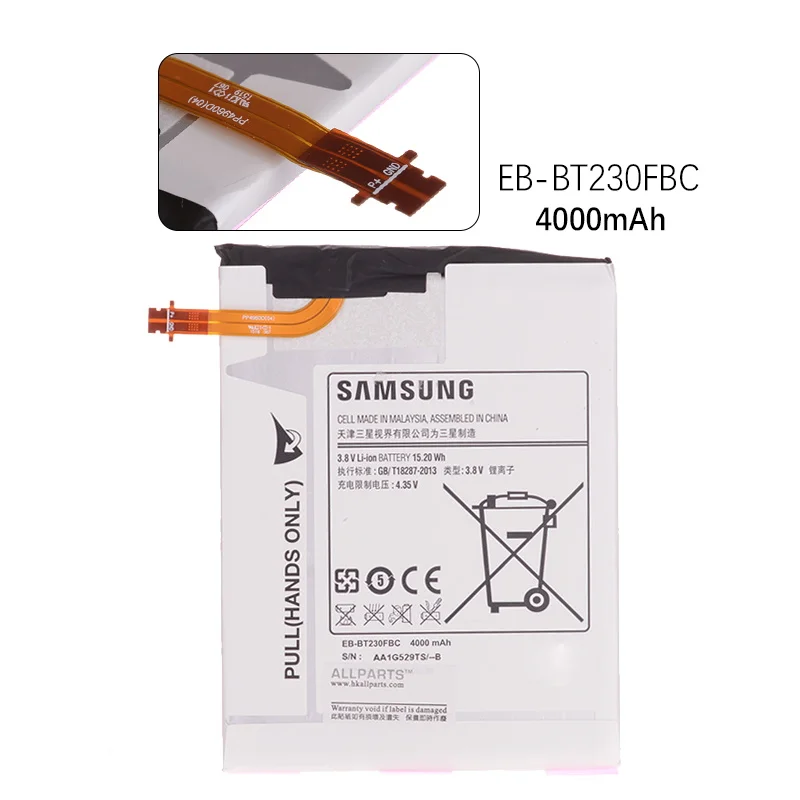 Батарея для samsung Galaxy Tab Tablet 4 7,0 7," Уголок T230 T231 T235 SM-T230 SM-T231 EB-BT230FBE 4000 мА/ч, полная емкость
