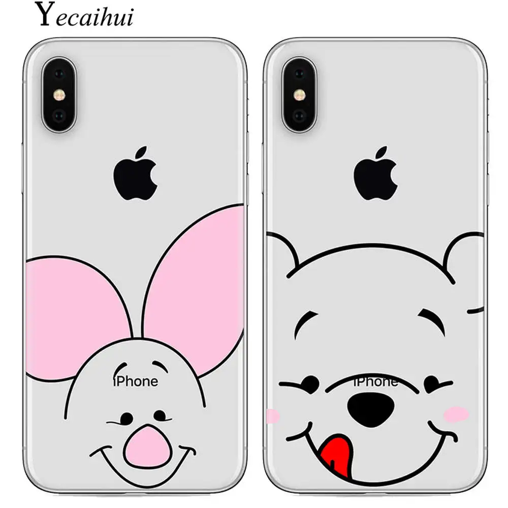 

Cartoon Winnie Pooh Piglet Clear TPU Soft Case For iphone XS Max XR 6 6s 7plus 8 plus X Case Cover For iphone 7 Cute Funny Case