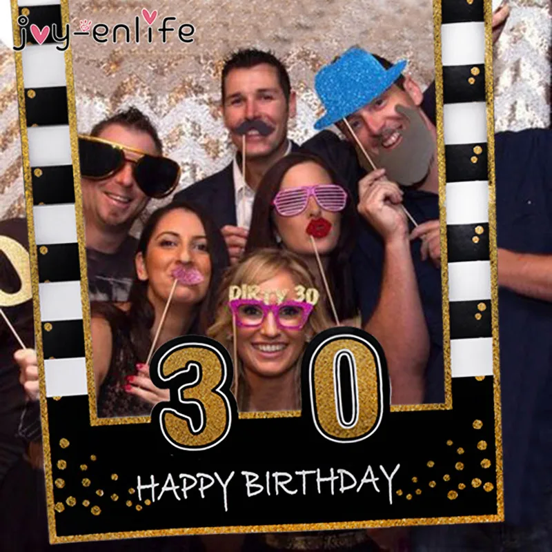 

1 21 30 40 50 Years Photo Booth Frame Birthday PhotoBooth Party Decorations Adult Photo Props Baby 1st Birthday Party Supplies