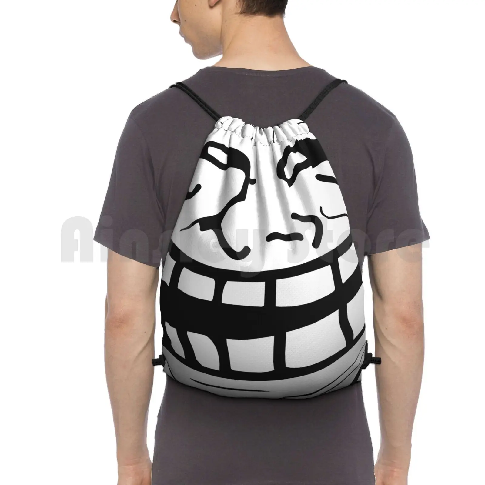 Troll Pocket Zaino Borsa Con Coulisse Riding Climbing Gym Bag Troll Pocket Meme Rage Funny Happy Generalnadar Face