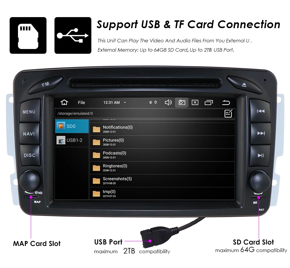 Cheap 2DIN Android 9.0PX5 Octa core 4GRAM+64GROM GPS Navigation for Mercedes-Benz A-W168 C-W203Viano VitoW209Support SWC WIFI 22