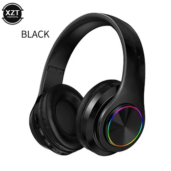 

Wireless Headphones Bluetooth 5.0 Headphone with 7 Color Led Light Folding Supoort TF card Headset for Iphone X XS PC with Mic